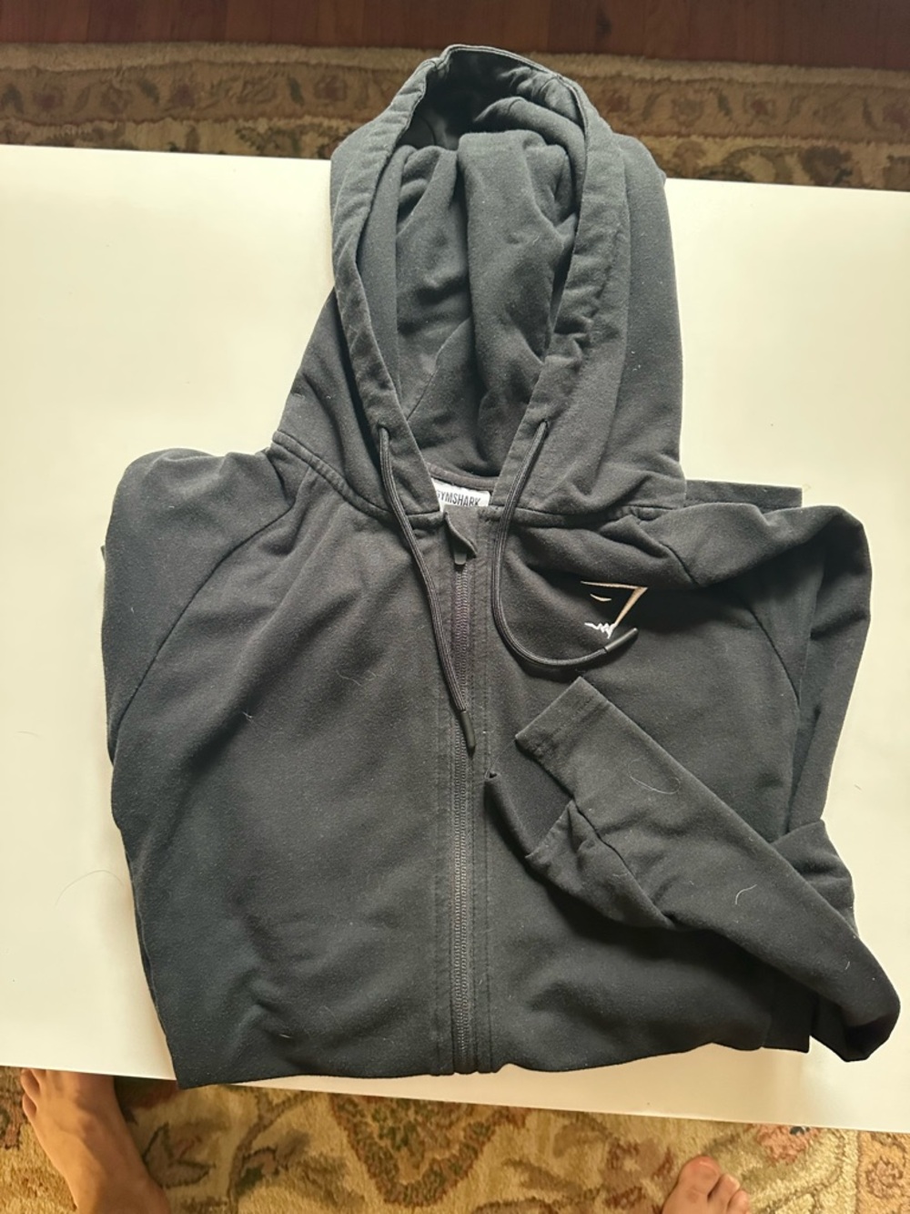 Gymshark Black Zip-Up Hoodie with Drawcords
